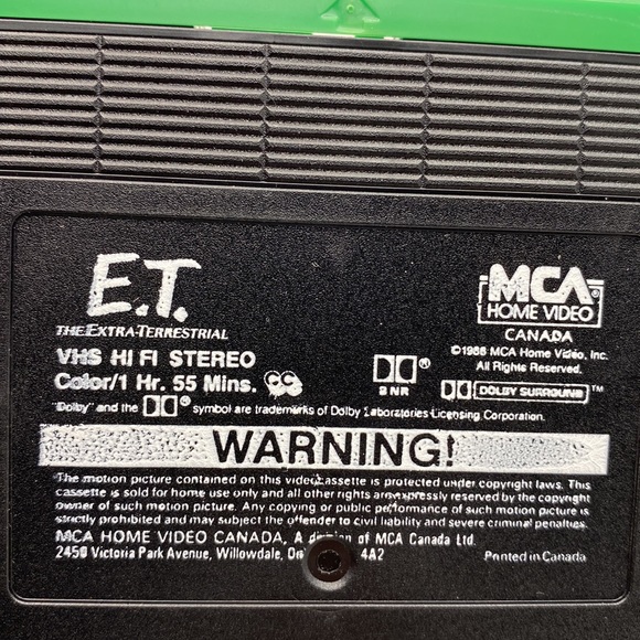 E.T. The Extra-Terrestrial VHS Green and Black Tape Steven Spielberg 1982 - Picture 10 of 12